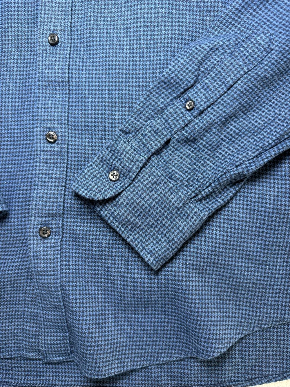 J.Crew Men's Slim Fit Linen Cotton Blend Houndstooth Shirt Blue Long Sleeve XL